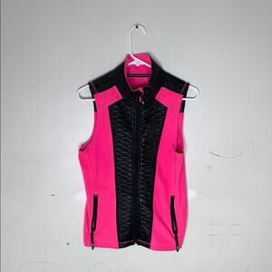 Marc New York Women's Pink and Black Fleece Vest Size Medium